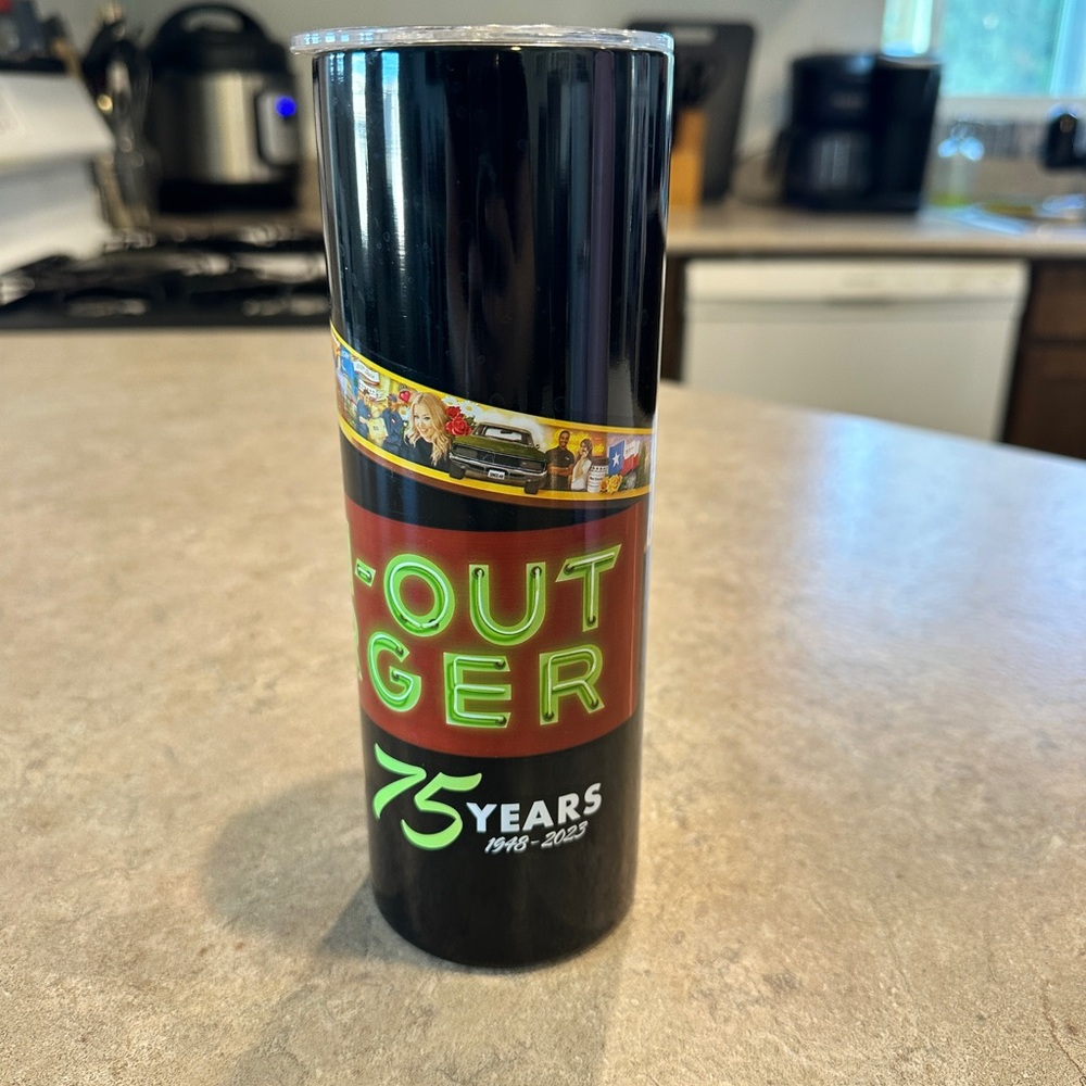 In-N-Out Burger coffee mug 75th Anniversary Black and Green Tumbler